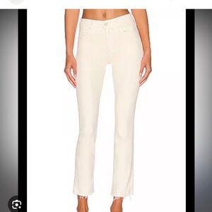 MOTHER mid rise dazzler ankle step fray